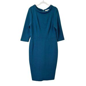 Boden Mia Ottoman Sheath Dress Womens Size 16 Long Teal